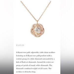 14 Karat rose gold, adjustable, cable chain necklace